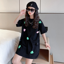 Girl trendy Cubic love T-shirt dress Summer Children Korean version 2022 new CUHK Casual Skirt Easy to Relax T Tide