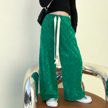 Girl wide leg pants 2022 new children Han Fan loose outside wearing long pants girl trendy grid casual pants tide