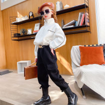 Girls Net red suit autumn and winter New 2020 children Korean version plus velvet thickened sports domineering tooling two-piece tide