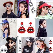 Girls ear clip without ear hole exaggerated model catwalk photo personality accessories childrens lace clavicle necklace jewelry tide