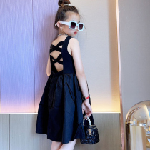 Girl vest one-piece dress trendy children 2022 summer new net red hollowed-out skirts girl foreign air a word nepotism
