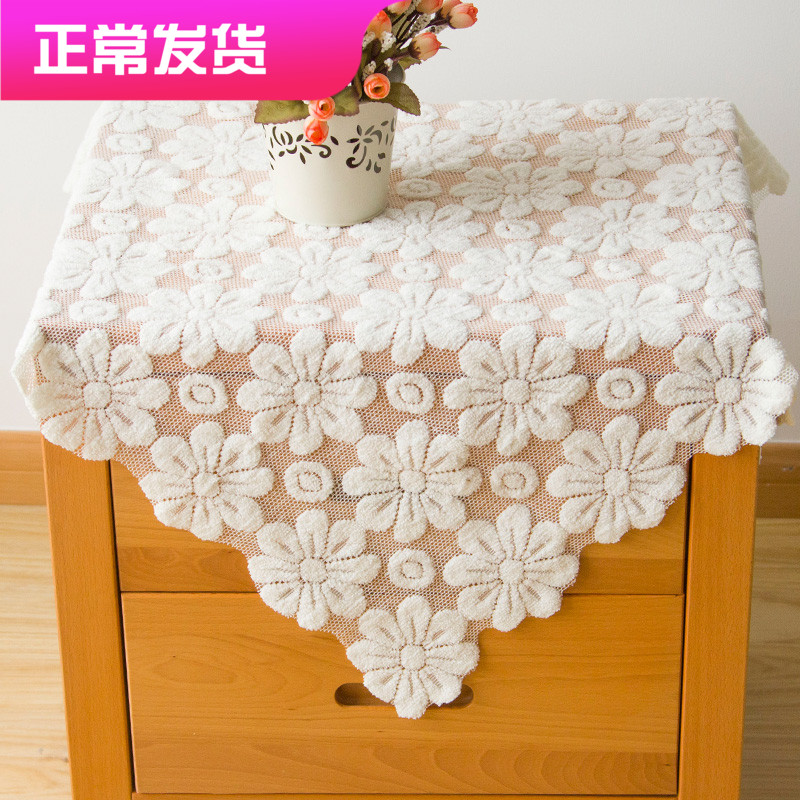 Simple hollow thickened European lace tablecloth Coffee table cover cloth Table cloth Bed cabinet cover cloth Multi-purpose cover cloth cloth art