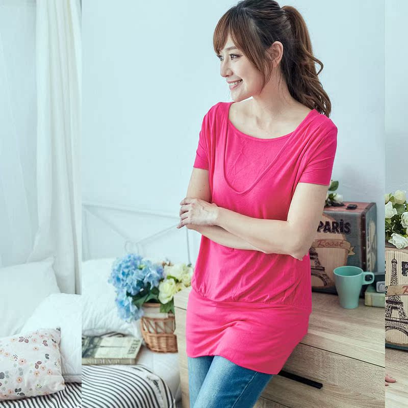 Breastfeeding t-shirt summer loose breastfeeding pregnant women breastfeeding clothing fashion postpartum short-sleeved ice silk breastfeeding top summer outing