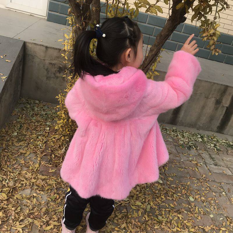 Мех/искусственный мех 儿童貂皮大衣整貂小女孩中长款韩版皮草外套连帽真貂毛私人订制