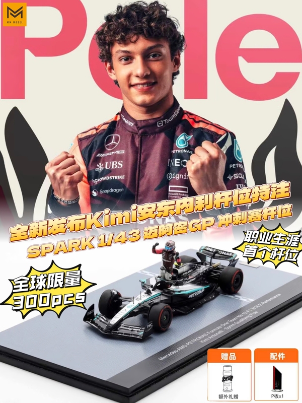[mm Car Model] Spark 1/43 Antonio Ferrai Mercedes W15 Miami Gp Sprint Pole Position