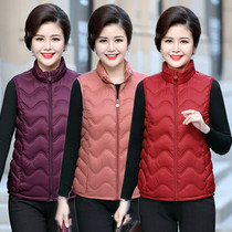 Mother vest middle-aged womens clothing light stand collar coat middle-aged cotton vest middle-aged lady down cotton horse clip