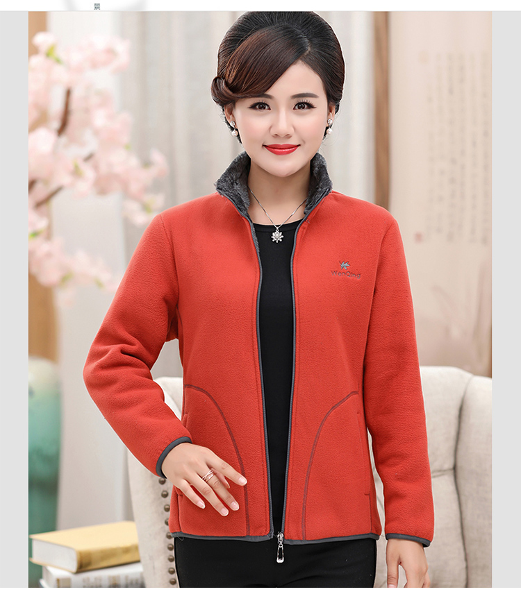 Áo len mùa thu 2018 cho phụ nữ trung niên áo len lông cừu mẹ áo len dài tay áo khoác lông cừu san hô thời trang trung niên nữ
