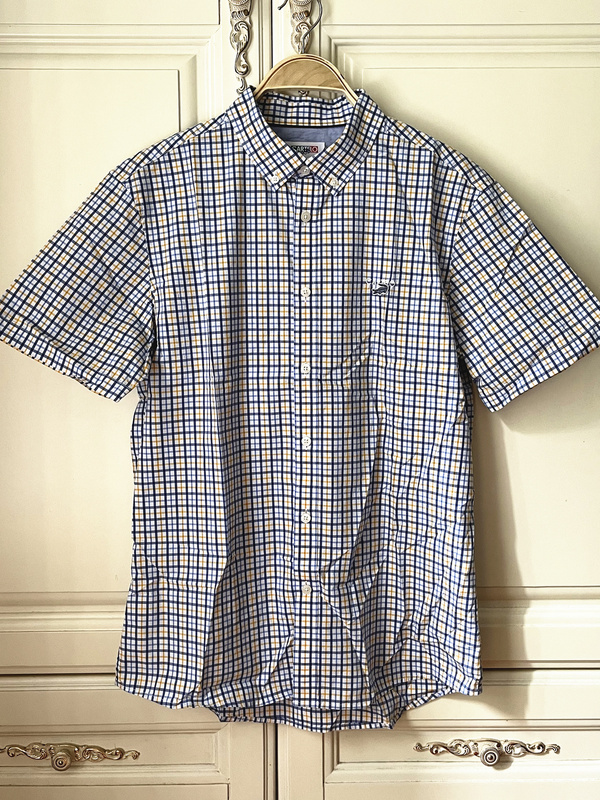 P2 Counter Genuine Cartelo Men's Blue Cotton Casual Short-Sleeved Shirt B4Ec 32270011