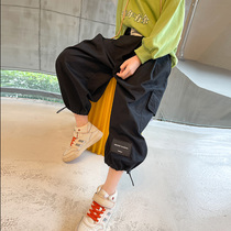 Fifis wardrobe girls clothing pants 2021 fall new CUHK Scout loose bundles of pure cotton pants