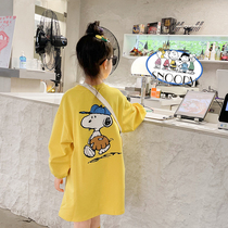 Filifys wardrobe girls long-sleeved T-shirt dress 2021 Fall new CUHK Medium Long History Nubi Blouse Tide