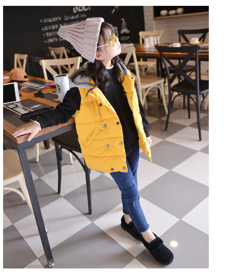 Áo khoác bé gái cotton trùm đầu đôi mùa đông 2018 Áo cotton mới phiên bản Hàn Quốc áo khoác dày trẻ em lớn áo khoác ba lỗ có mũ cho bé