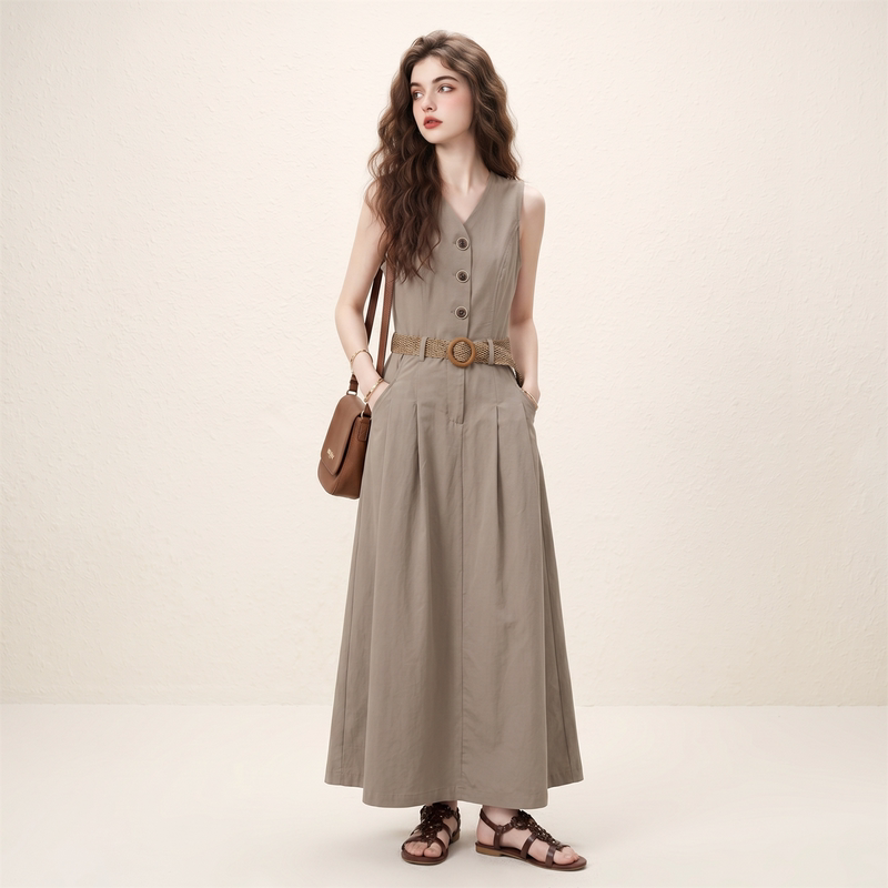 Morin French Retro Waist-Cinching Sleeveless Dress for Women, Summer 2026 New Style, Trendy and Popular Long Dress, Hot Item