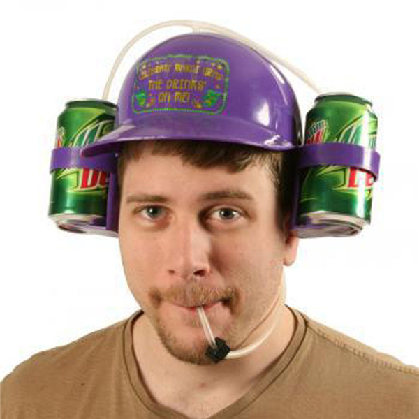 Coke Beer Hat Lazy Worker Drink Dispenser Running Man Style Helmet Straw Couple Valentine's Day Birthday Gift