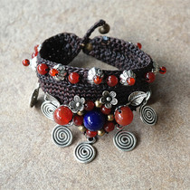 Original ethnic style bracelet Thailand Bohemia India handmade turquoise Bell glazed gloves