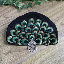 Ethnic style embroidered hair belt hat machine three-dimensional embroidered peacock feather hair hoop Yang Liping teacher with hair accessories