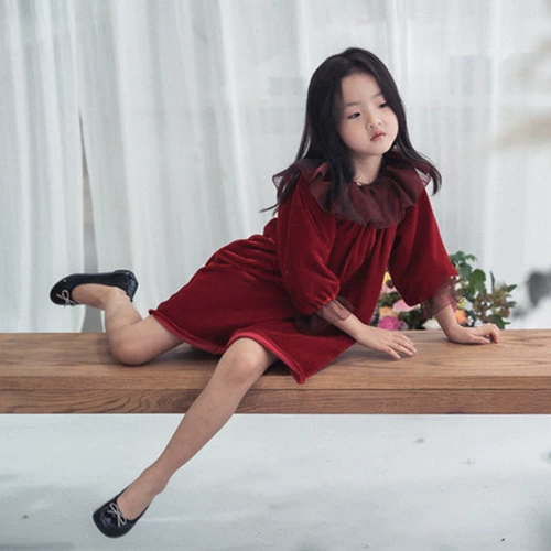 Детское зимнее брендовое платье, красная флисовая юбка, бархатный наряд маленькой принцессы, коллекция 2021