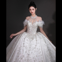 French palace style wedding dress for brides 2024 new heavy industry luxury high-quality texture small big tail main yarn