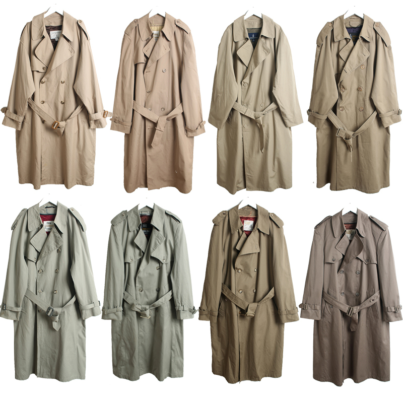 American Vintage Double-Breasted Trench Coat London Fog Twill Cotton Trench Coat L35