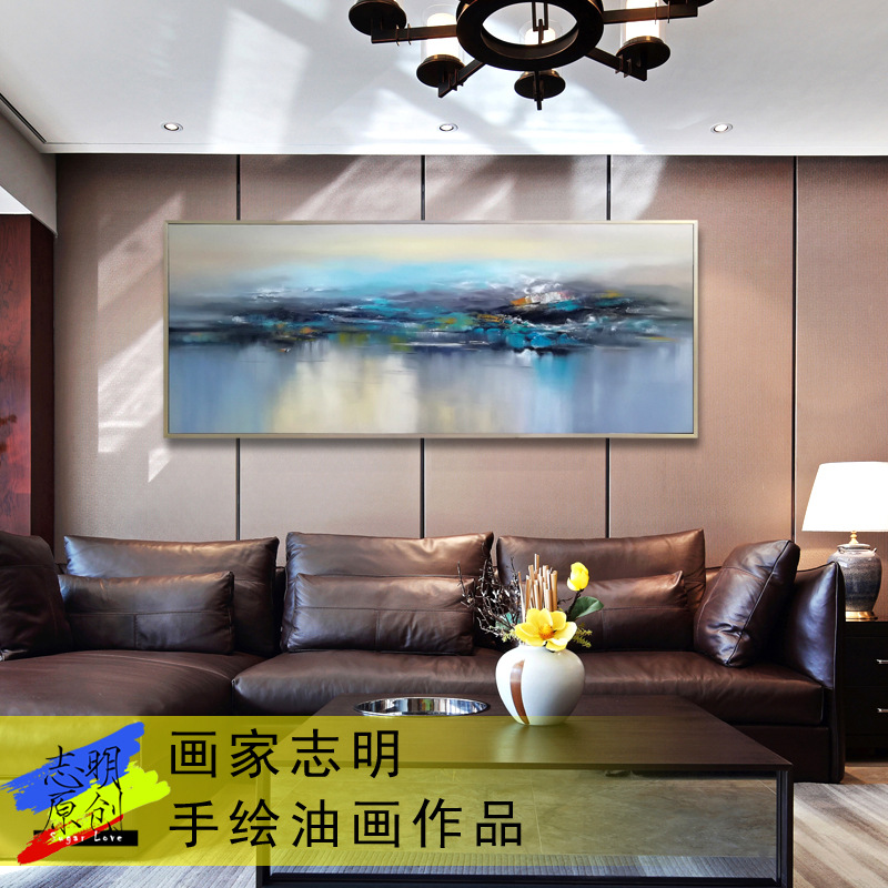 Painter Zhiming modern minimalist Nordic master high-definition pure hand-painted living room abstract Write an oil painting light and luxurious