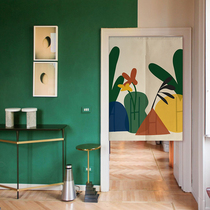 Small color block Modern simple solid color ins door curtain cotton and linen half curtain Bedroom partition curtain Toilet curtain