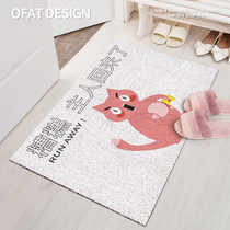 One Orange Messed Up Kitty Series Fun Entrance Mat in doorway Entrance Cushion Silk Ring Non-slip Home Pvc Mat