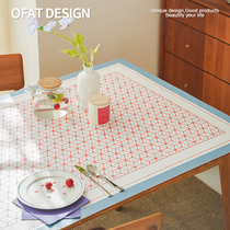 An orange blossom pure leather table cushion Nordic ins waterproof oil-proof rectangular home tea table cushion brief