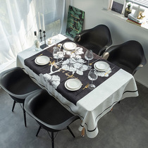 Simple American fabric dining table cloth light luxury home waterproof Net red tablecloth rectangular table cloth tea table cloth thickened