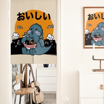 Little monster cartoon cute curtain cloth door curtain cotton linen half curtain bedroom partition curtain toilet kitchen decoration curtain thick