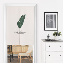 Green plant custom cotton and hemp door curtain Bedroom partition curtain Feng Shui curtain Household hanging curtain fabric decoration curtain
