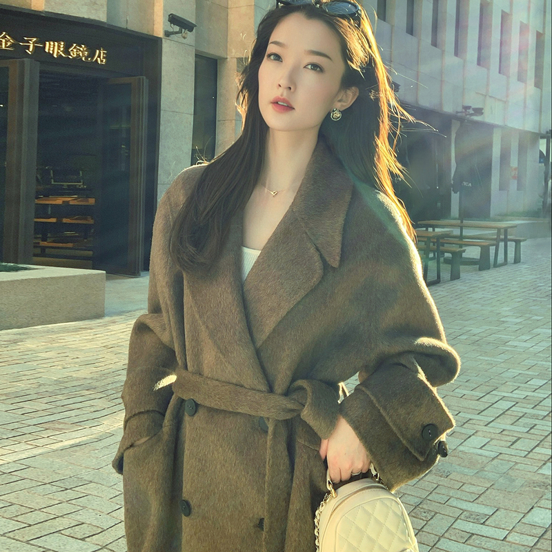 [Same Style as Du Juan] Classic Minimalist Style Camel Wool Double-Sided Woolen Coat for Women 2025 Winter New Woolen Jacket