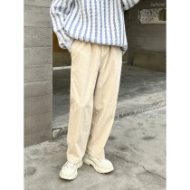 CCJE Corduroy pants men Korean version of the trend Joker solid color casual pants autumn and winter loose straight pants boys ins