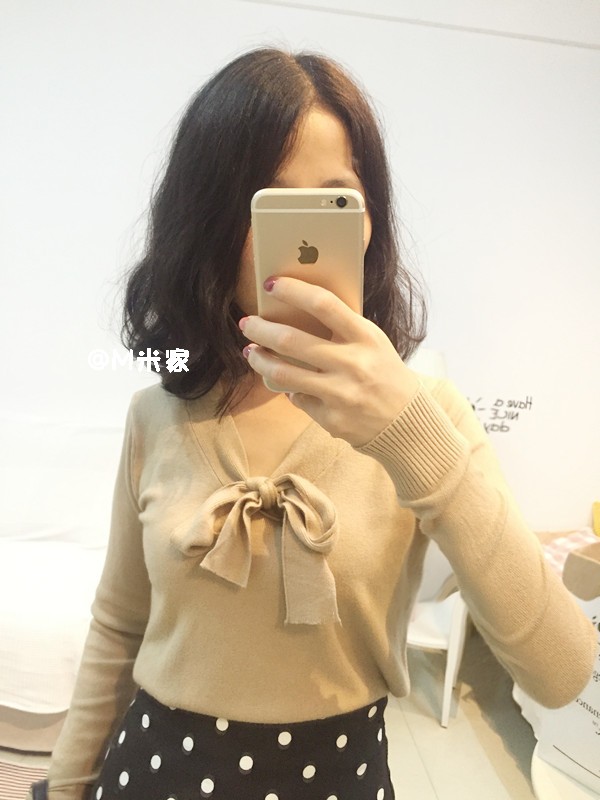 Xin chào MLZ Mùa thu Cổ điển mới Dây đeo cổ chữ V Slim Slim Rabbit Velvet Áo dệt kim áo len lông thỏ