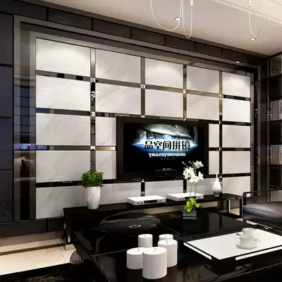 Living room TV Wall dining room background wall art glass mirror European style simple modern modeling ultra white silk craftsmanship