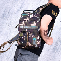 Camouflage backpack small backpack outdoor sports Army green men and women waterproof canvas wear-resistant light travel small schoolbag tide