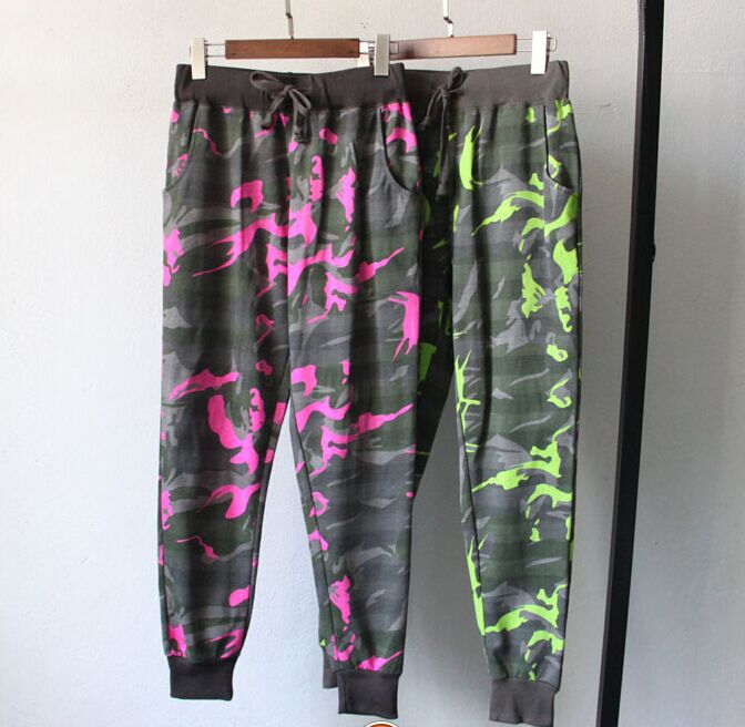 Xuân 2018 mới ngụy trang quần harem cotton quần nữ ống rộng miệng mỏng chân bó sát quần âu có size lớn shop thoi trang