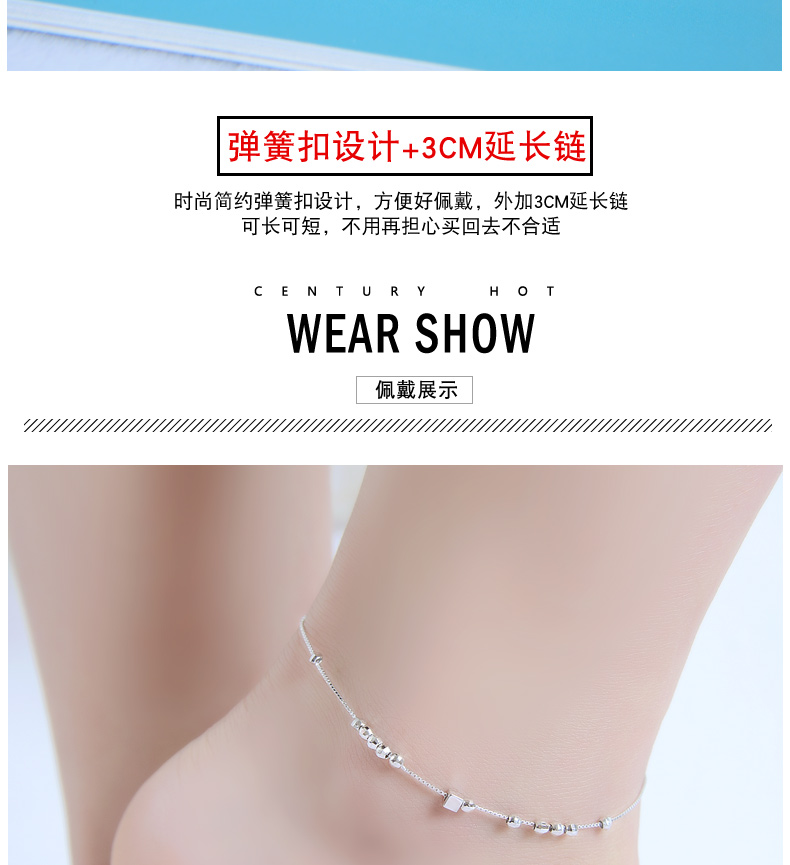 Sterling bạc vòng chân nữ chuyển hạt nhỏ vòng hạt trang sức chân mẫu nữ đơn giản có thể gửi thư sinh viên năm mới để gửi quà cho bạn gái những mẫu lắc chân đẹp nhất
