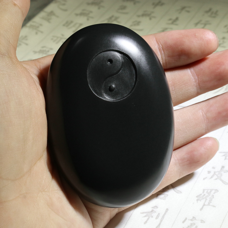 Fine old pit inkstone play hands and the original stone Shexian inkstone inkstone dragon tail end inkstone Small Shexian inkstone Taohe