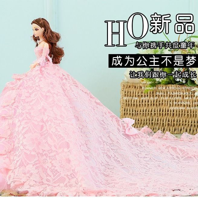 Wedding Dress Barbie Dolls Kit Big Gift Box Girl Princess Single Mega Foreign Doll Emulation Child Toy Gift