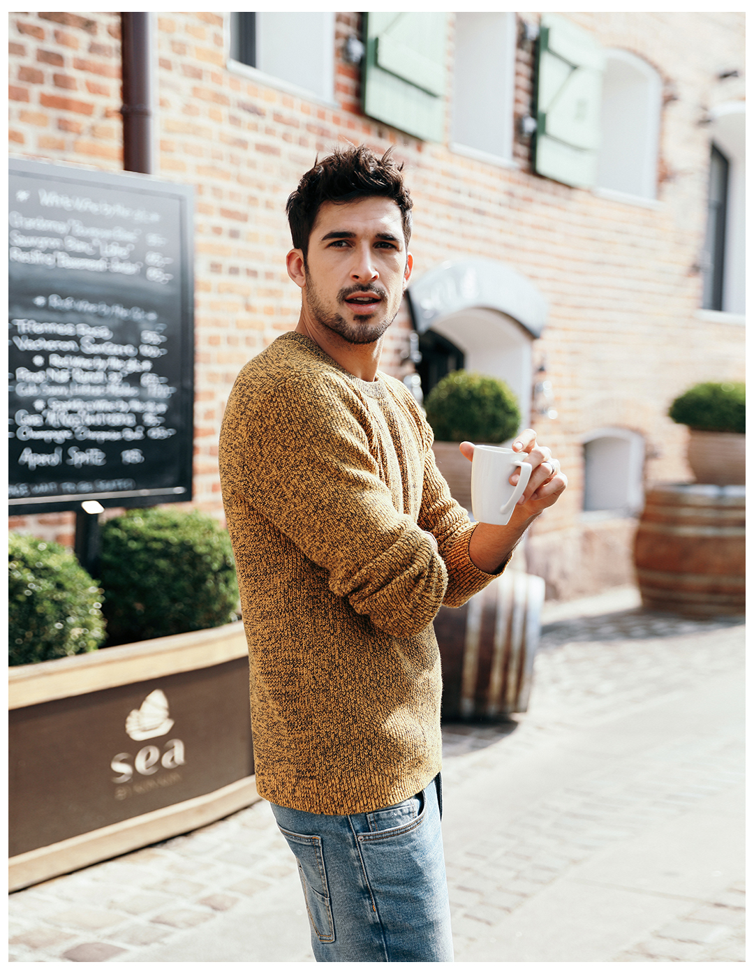 Simwood Jane nam mùa thu và mùa đông nam hỗn hợp áo len cổ tròn cashmere áo thun giản dị Áo len nam quần áo giữ nhiệt nam