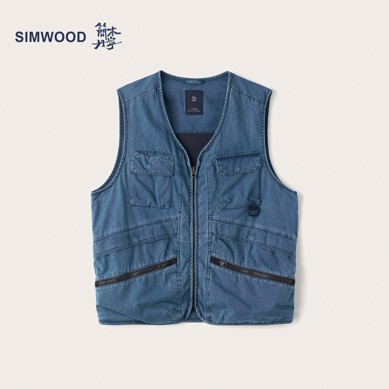 Simwood/Jianmu Denim【Loose】Washed Indigo Workwear Denim Vest S13260202