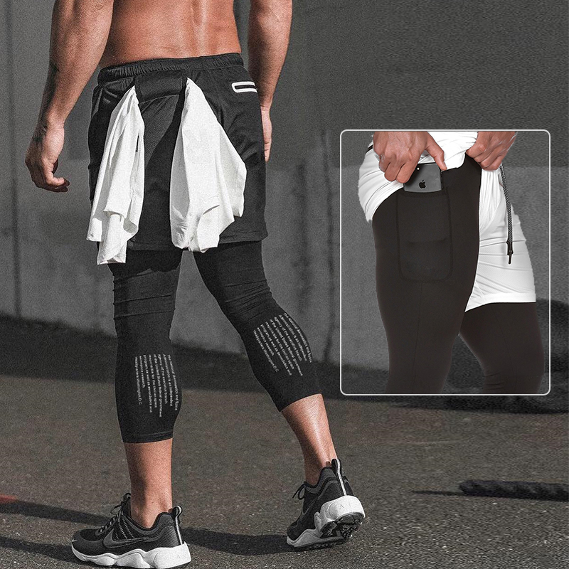 Guo Tian INS sports pants men basketball training in autumn fitness speed dry fitness and wear American running seven pants