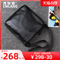 New Mens Buns Head Layer Bull Leather Bag Fashion Casual Single Shoulder Bag Genuine Leather Skew Satchel Soft Leather Large Capacity Men