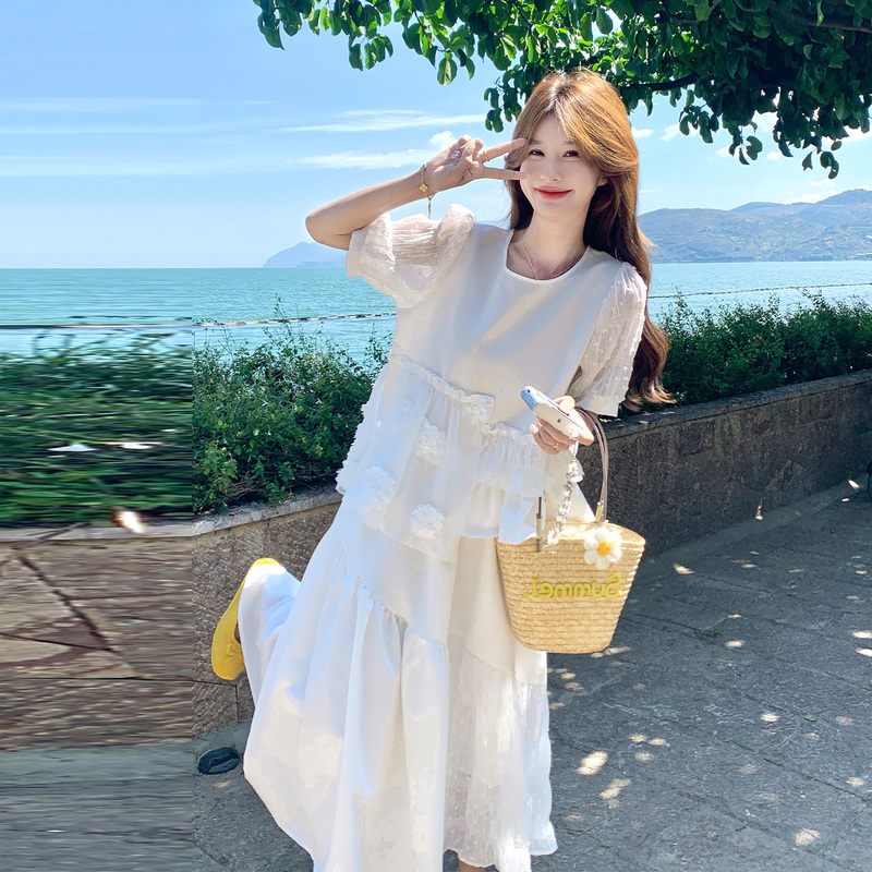 French Gentle Style First Love Outfit Summer Irregular Lace Patchwork Top and Skirt Two-Piece Set 2026