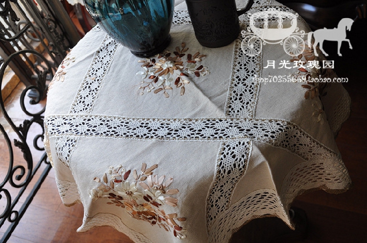 Rose garden stock-export British foreign trade original monofilament with embroidered square table cloth 85 cm