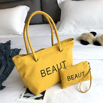 Super large capacity canvas Korean version of simple women's bag office worker file briefcase Joker fashion portable shoulder bag