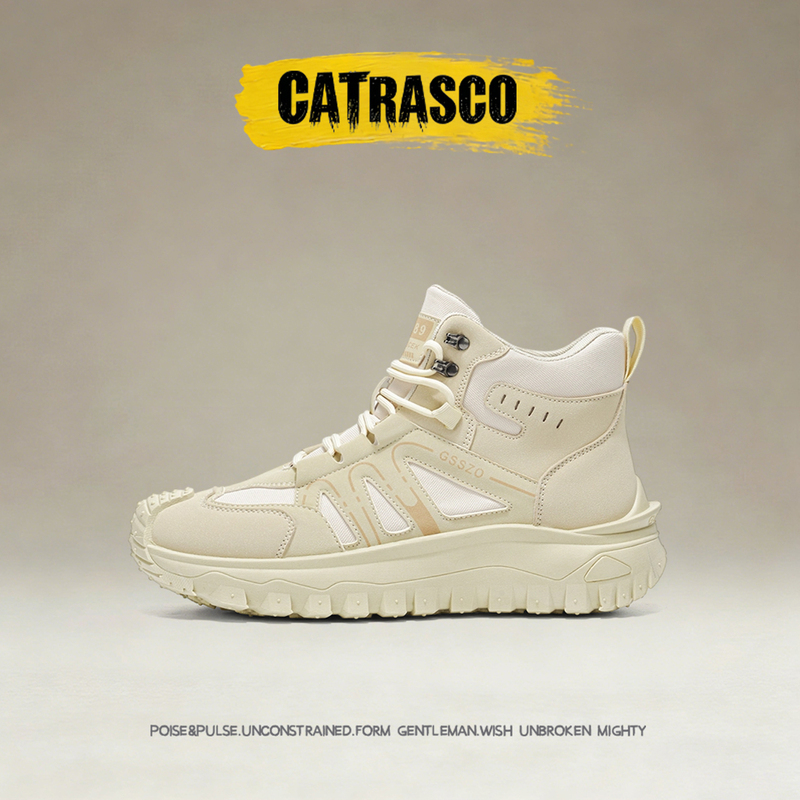 [Daily Travel] Catrasco High-Top Work Shoes for Men, Autumn Outdoor Hiking Shoes, Thick-Soled Large-Size Martin Boots