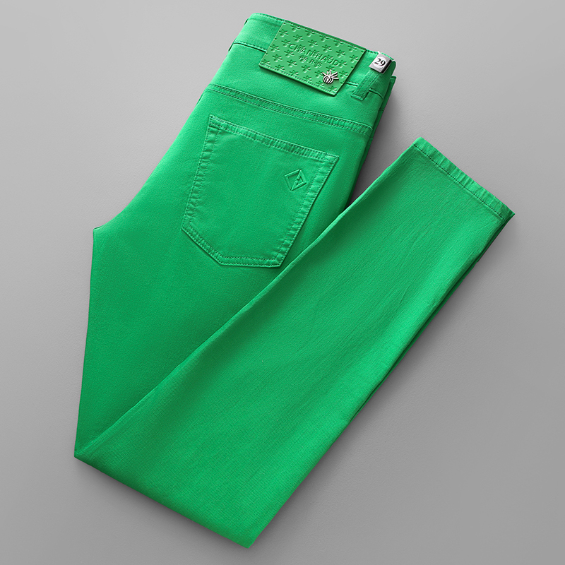 High-End Fashion Green Casual Pants for Men, Trendy Brand Colorful Pants, 2026 Spring/Summer New Men's Stretch Long Pants, Trendy