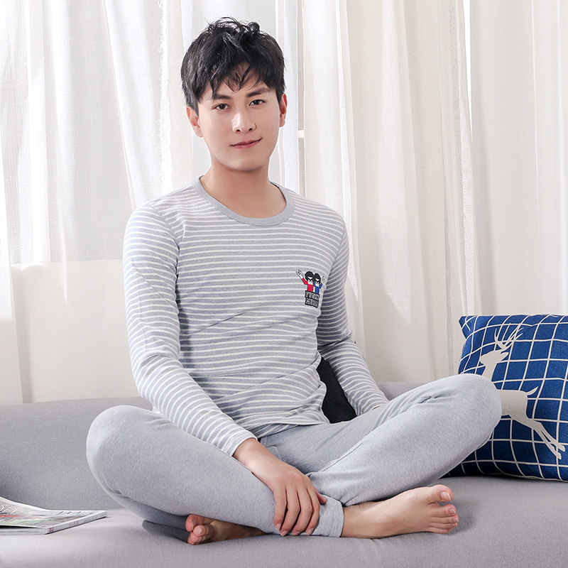 Teen Warm Underwear Suit Early Men Suede Pure Cotton All-cotton Big Boy Autumn Clothes Pants Autumn Pants Middle School Students-Taobao