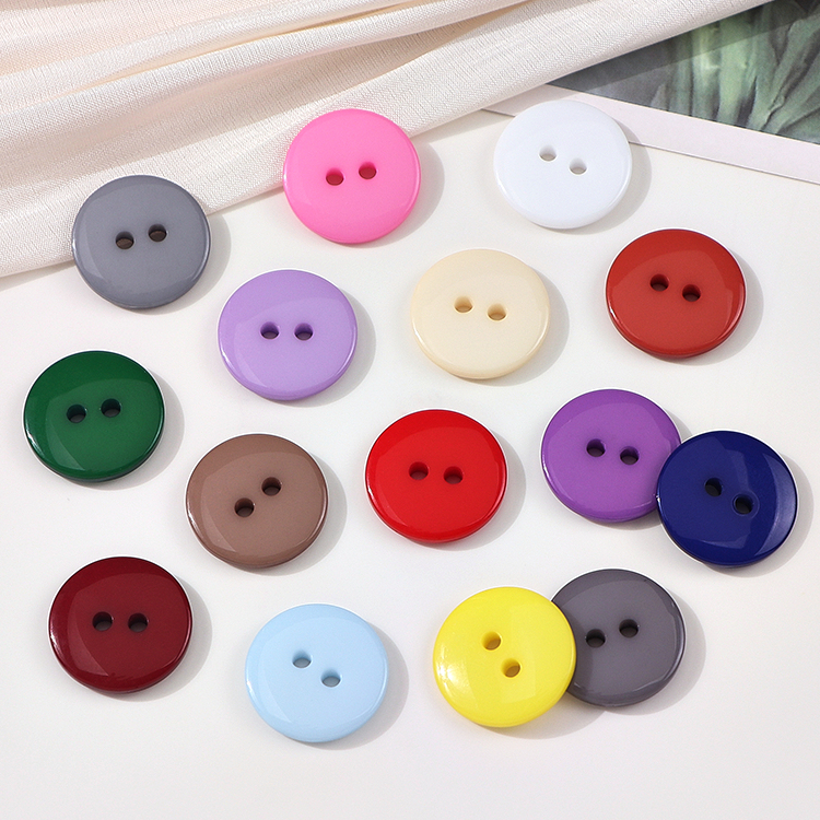 Colorful Two-Eye Round High-End Unisex Shirt Short-Sleeved Woolen Coat Trench Coat Sweater Cardigan Resin Buttons