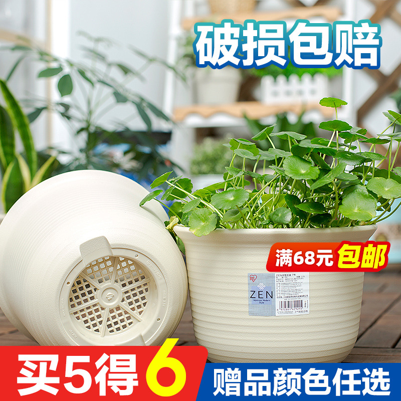 IRIS Large Resin Flower Pot Round Medium Bowl Gold Glot Meat Imitation Ceramic Alice Thickened Creative Plastic Basin
